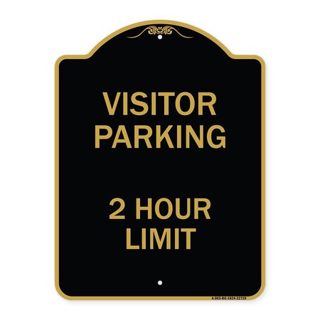 SIGNMISSION Visitor Parking Sign Visitor Parking 2 Hour Limit, Black & Gold Alum Sign, 18" x 24", BG-1824-22729 A-DES-BG-1824-22729